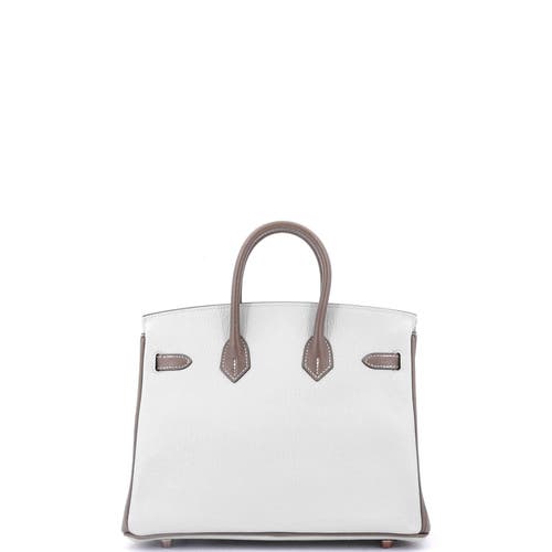 Pre-owned Hermes Hermes Birkin Handbag Bicolor Chevre Mysore With Rose Gold Hardware 25