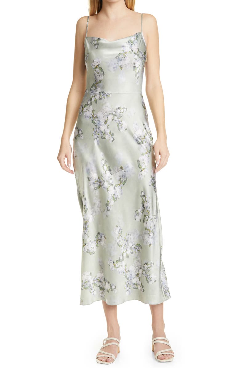 Vince Hazy Blossom Cowl Neck Satin Slipdress, Alternate, color, 