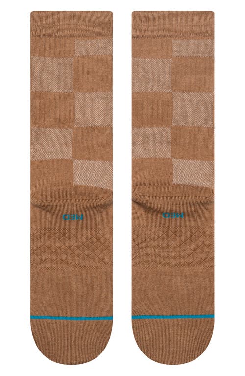 Stance Down And Out Geo Jacquard Cotton Blend Crew Socks In Brown