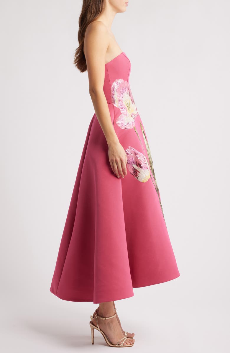 Amsale Sequin Strapless Cocktail Dress, Alternate, color, Cerise