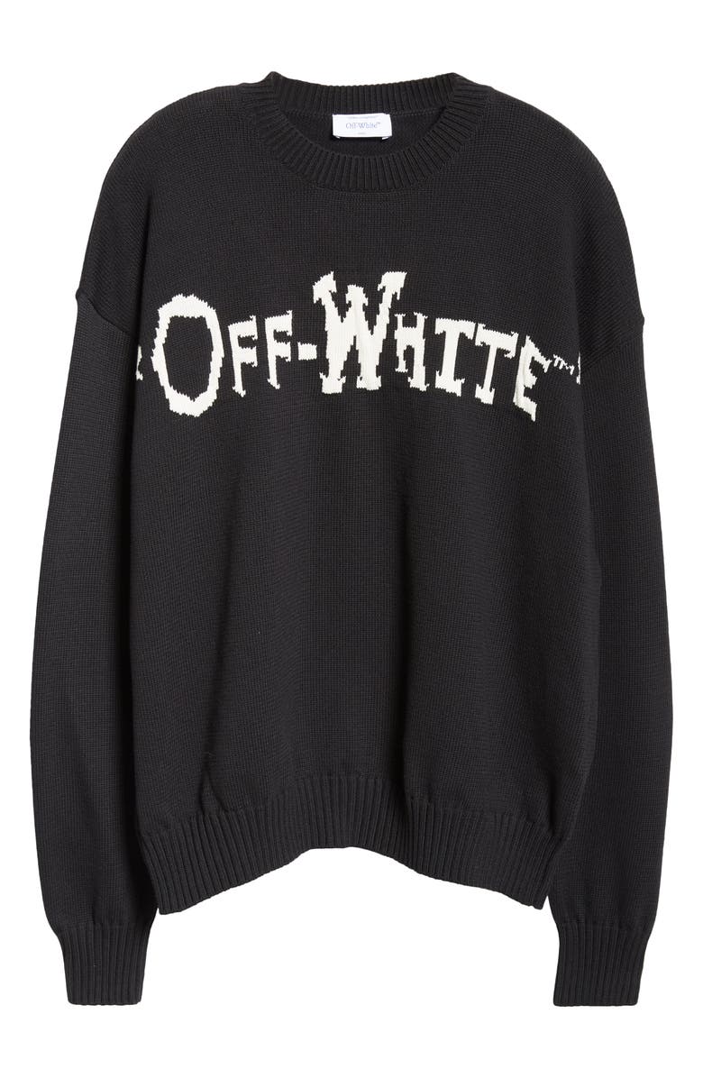Off-White Off Quote Jacquard Logo Crewneck Sweater, Alternate, color,