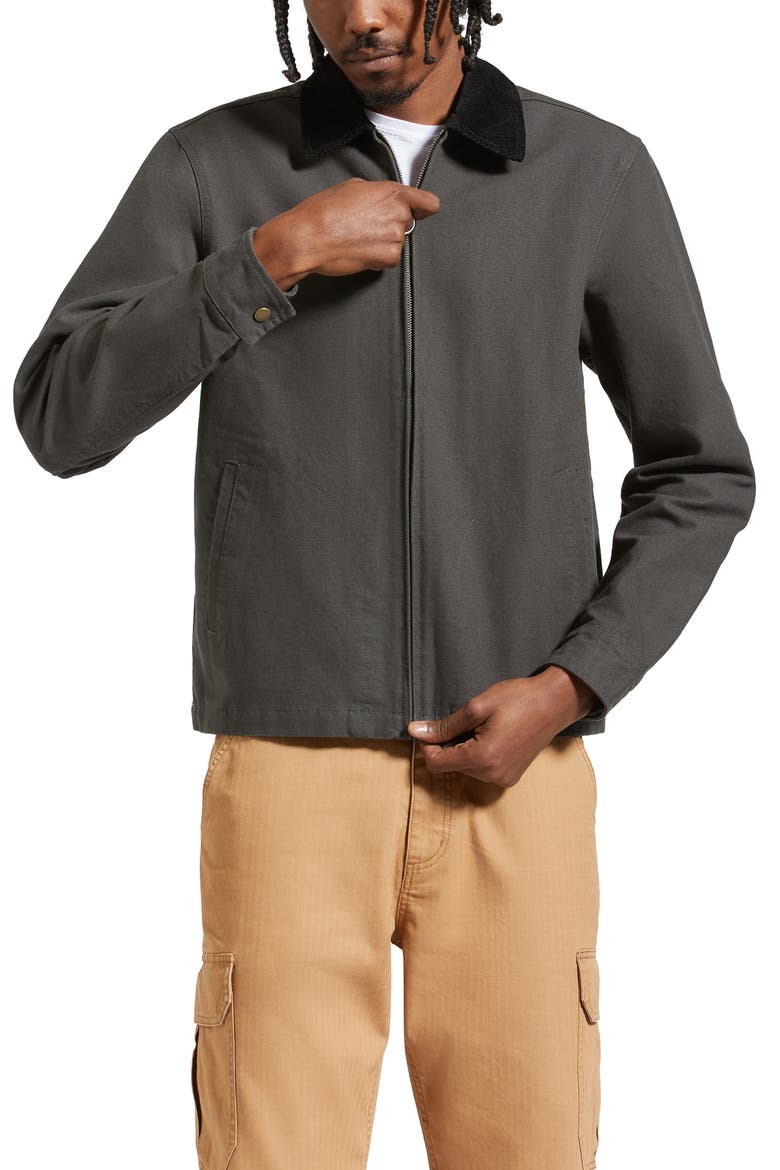 Mechanic Garage Cotton Canvas Zip Jacket, Main, color, WASHED BLACK