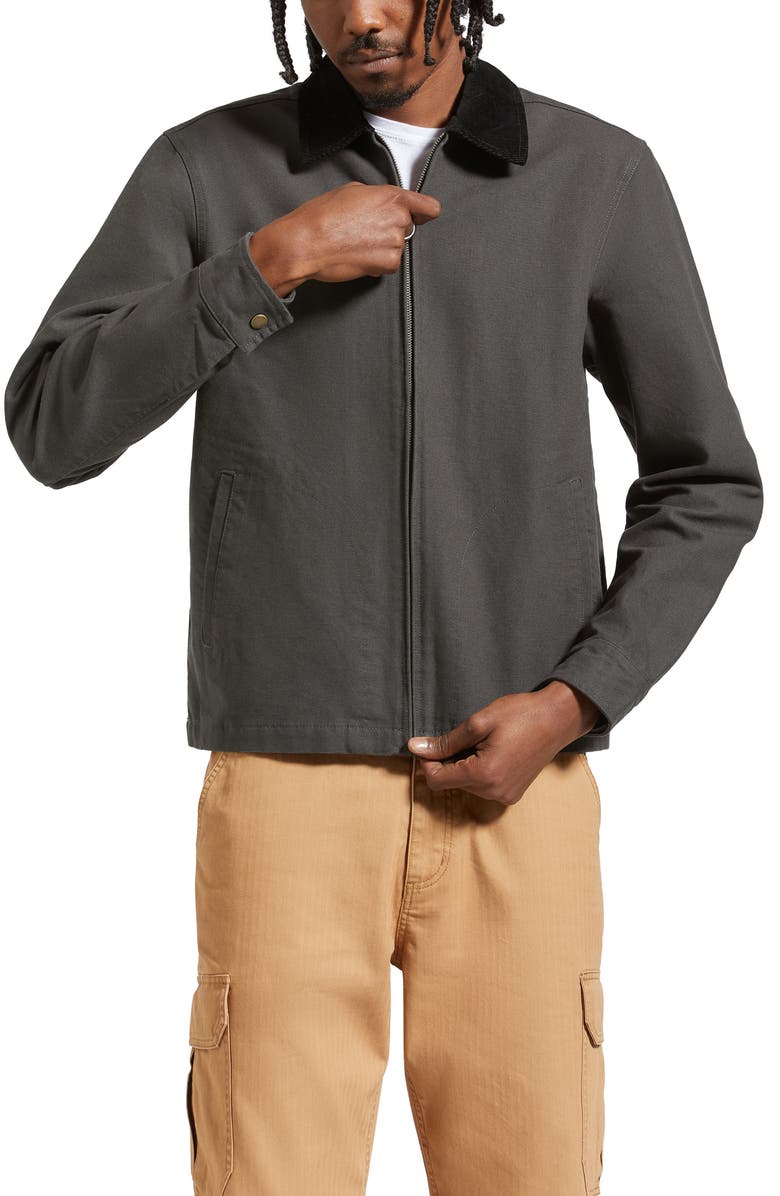 Brixton Mechanic Garage Cotton Canvas Zip Jacket, Main, color,