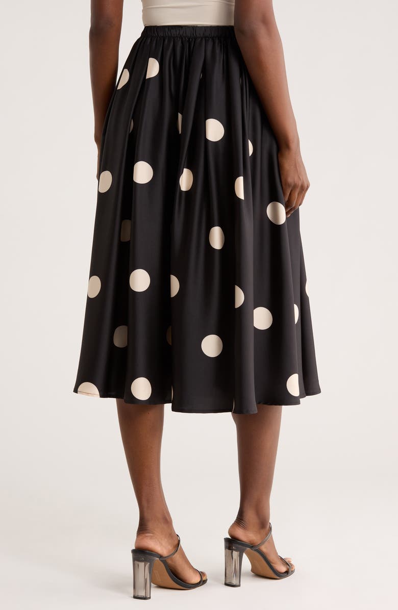 Adrianna Papell Polka Dot Satin Midi Skirt, Alternate, color, Black/ Champagne Blush Dot