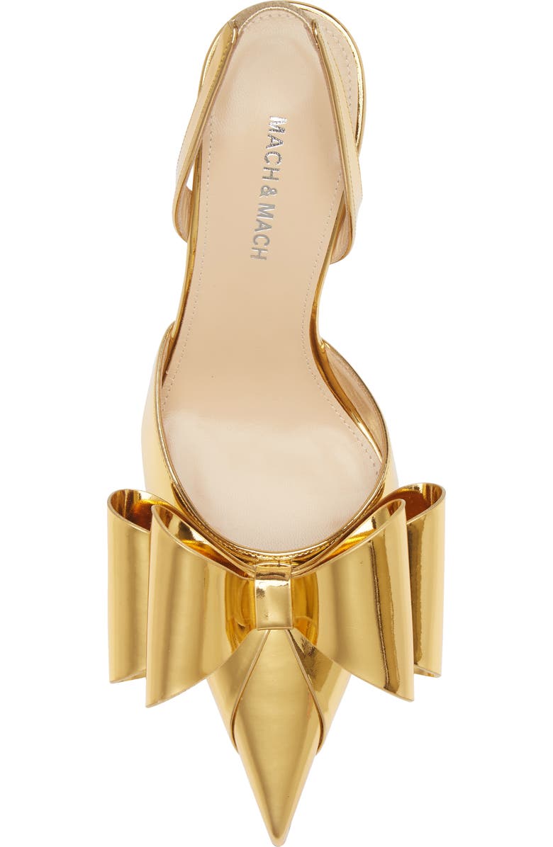 Mach & Mach Le Cadeau Bow Pointed Toe Metallic Slingback Pump, Alternate, color,