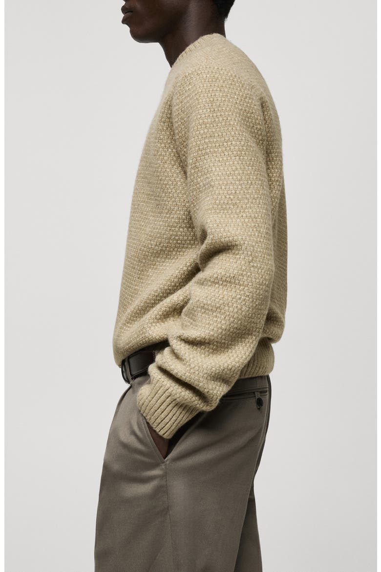 Textured Crewneck Sweater, Alternate, color, PASTEL GREEN/ BEIGE