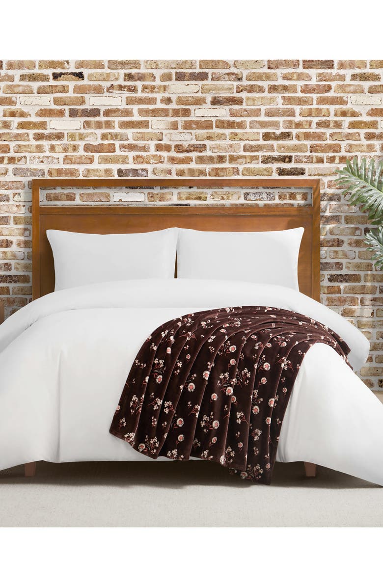 Lucky Brand Daisy Faux Shearling Throw Blanket, Alternate, color, French Roast Brown