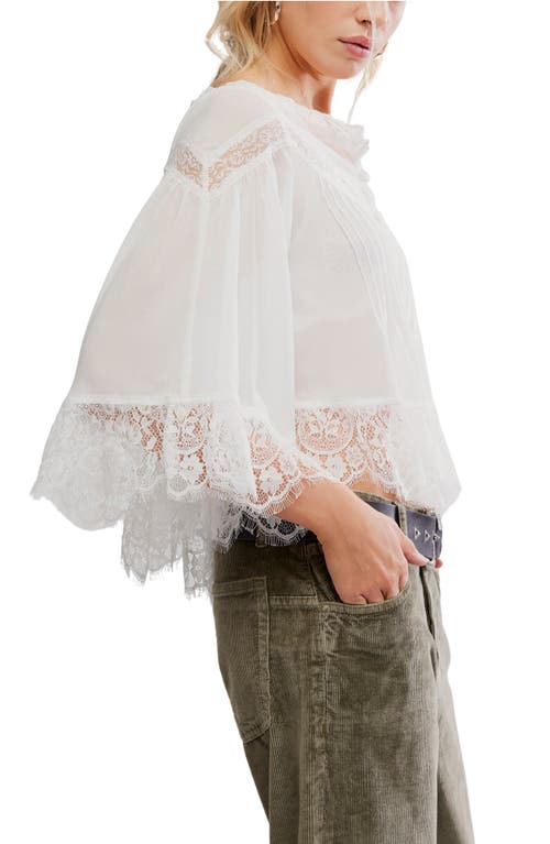 Free People Bali Midnight Rain Lace Trim Top In White