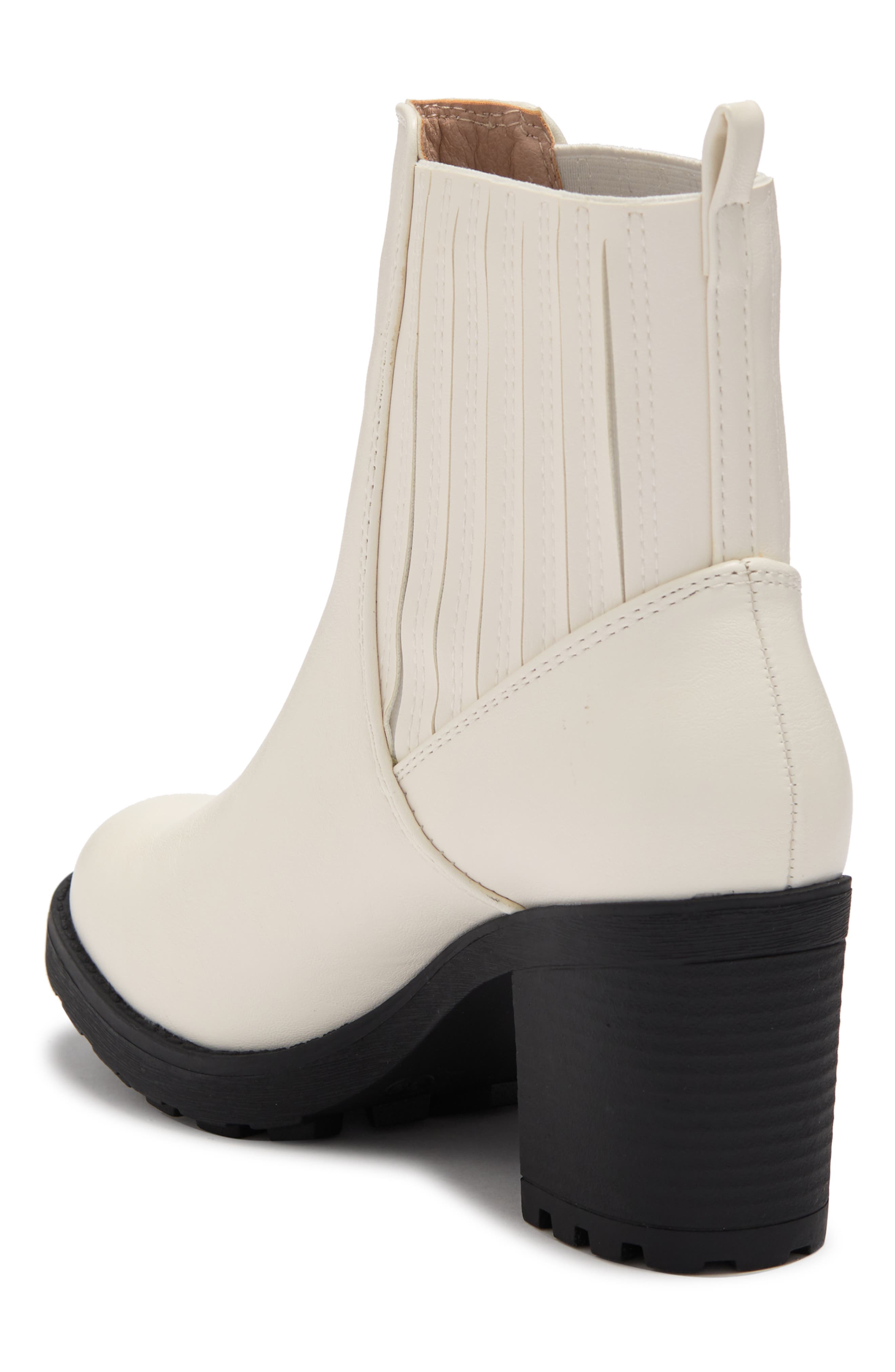 CHASE AND CHLOE Chase & Chloé Leo Lug Sole Bootie, Alternate, color, White Pu