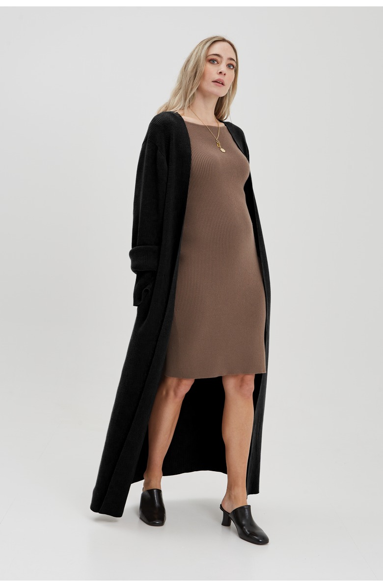 Nom Maternity Emaline Cardigan, Alternate, color, Black