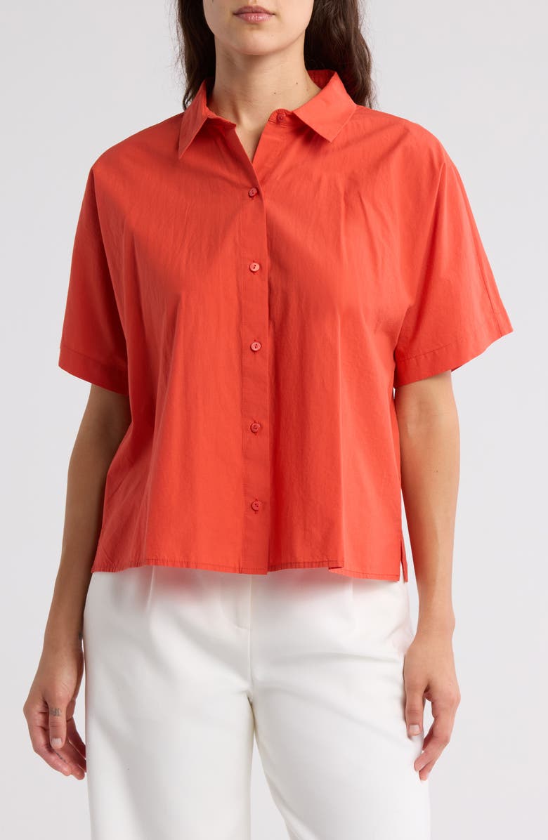 Eileen Fisher Classic Organic Cotton Collar Shirt, Main, color,