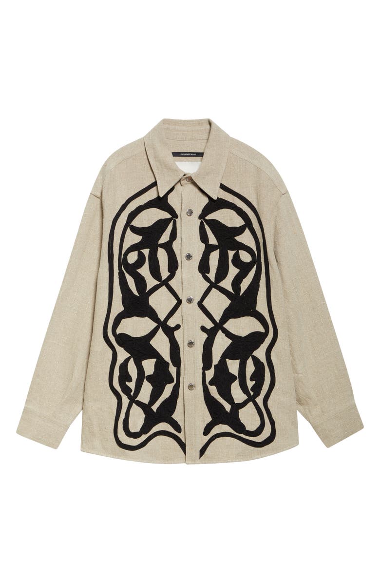 SONG FOR THE MUTE Arabesque Linen Shirt Jacket, Alternate, color, Natural