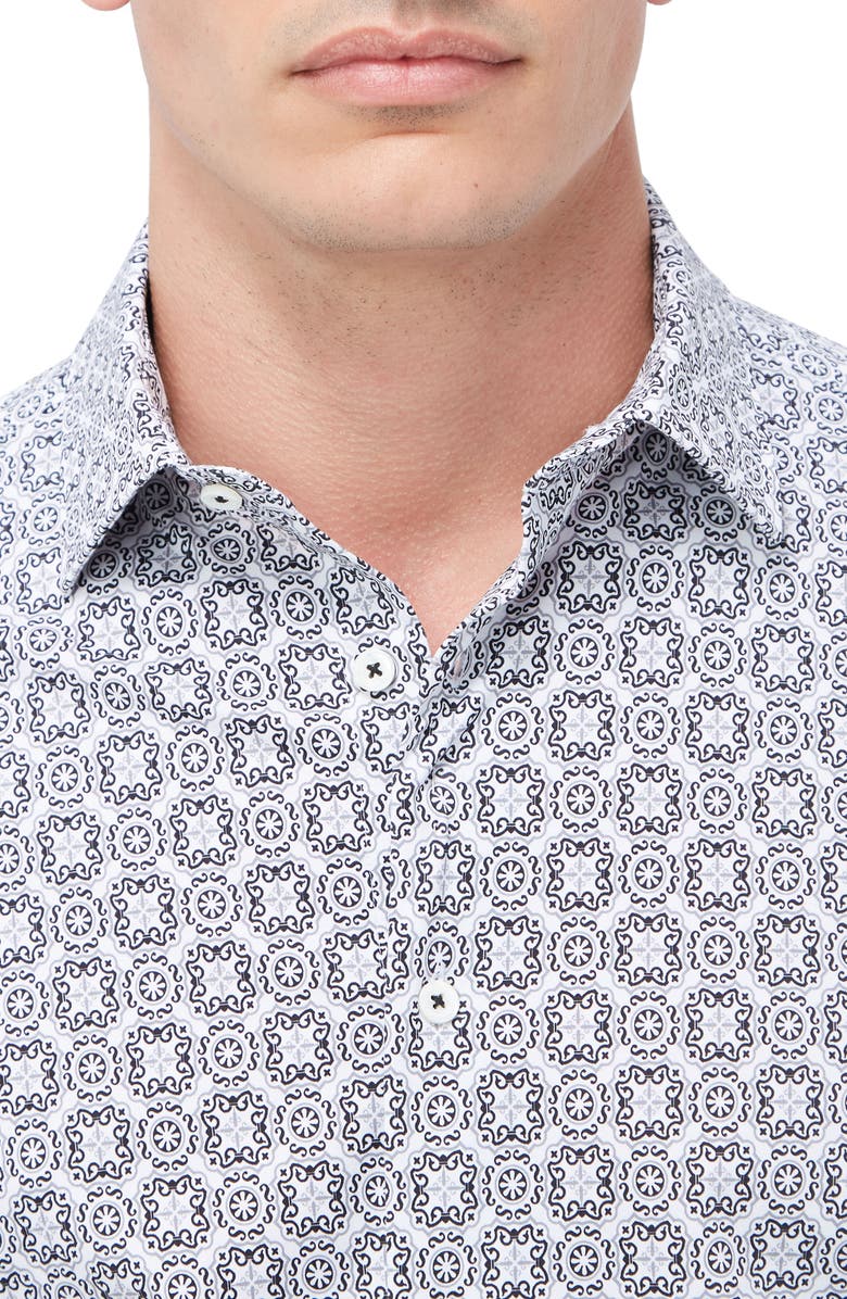 Bugatchi James OoohCotton<sup>®</sup> Mandala Print Button-Up Shirt, Alternate, color, Black