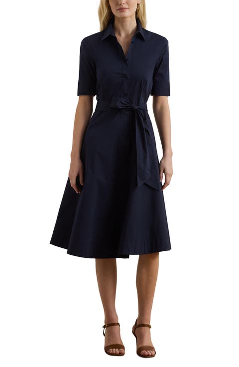 Finnbarr Silky Stretch Cotton Blend Shirtdress (Petite)