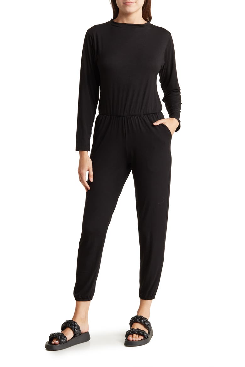 Long Sleeve Jumpsuit, Main, color, BLACK