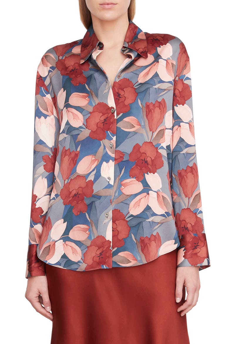 Nouveau Magnolia Silk Blouse, Main, color, TWILIGHT