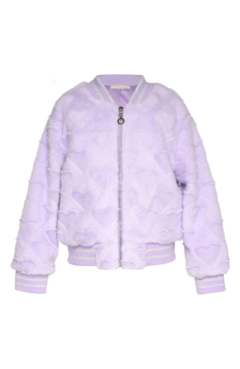 Kids' Faux Fur Heart Bomber Jacket (Toddler & Little Kid)