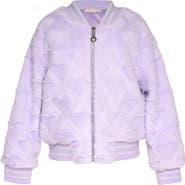 Truly Me Kids' Faux Fur Heart Bomber Jacket