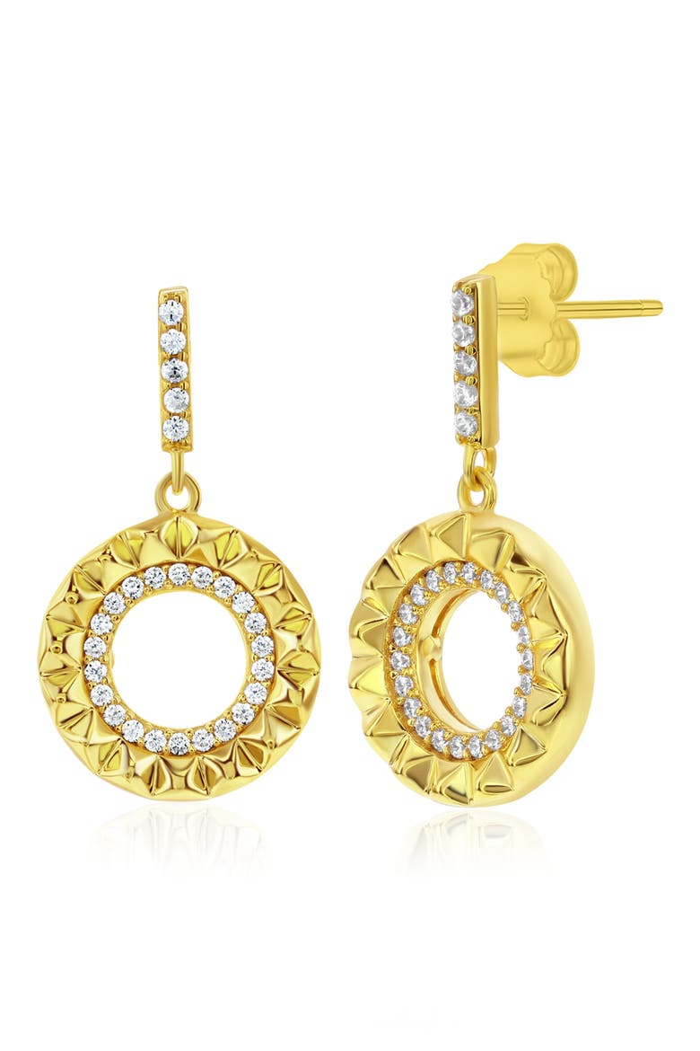 Cubic Zirconia Sunburst Drop Earrings, Alternate, color, GOLD
