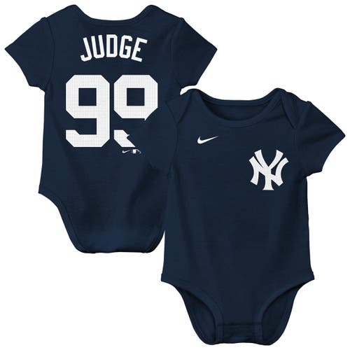 Nike Kids' Newborn & Infant  Aaron Judge Navy New York Yankees Name & Number Fuse Bodysuit In Blue