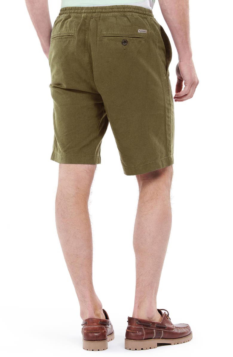 Barbour Linen & Cotton Blend Shorts, Alternate, color, Military Green