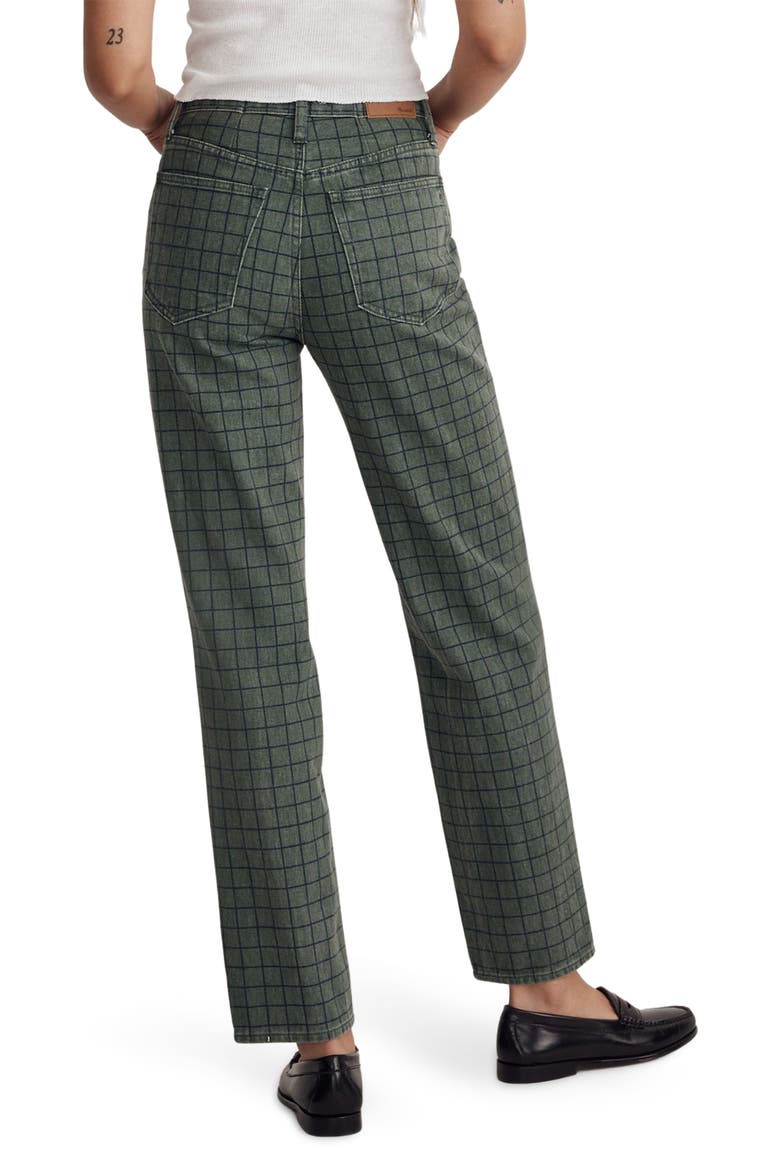 The Perfect Vintage Plaid High Waist Straight Leg Jeans, Alternate, color, FOREST