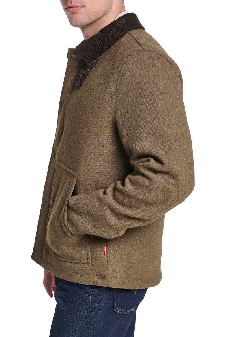 Corduroy Collar Barn Jacket, Alternate, color, OLIVE HEATHER