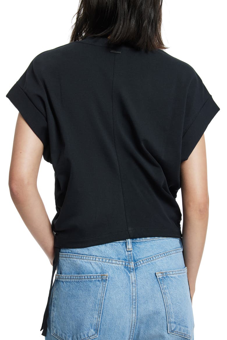 Mira Cinched Side T-Shirt, Alternate, color, BLACK