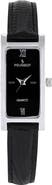 Peugeot Everyday Rectangular Glossy Leather Watch- 35x18MM