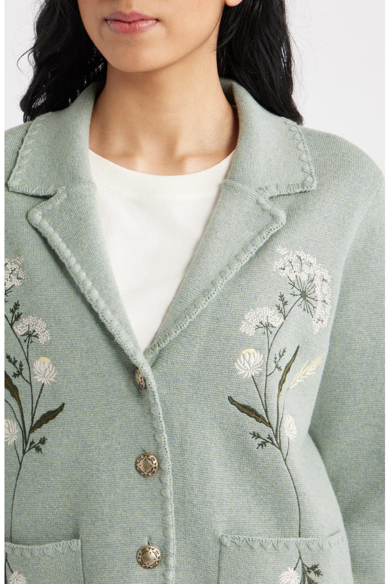 Souvenir Floral Button Front Cardigan, Alternate, color, SEAFOAM HEATHER