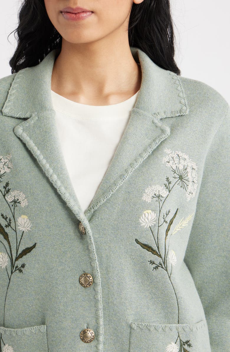 Pendleton Souvenir Floral Button Front Cardigan, Alternate, color, Seafoam Heather