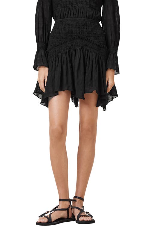 Allsaints Womens Black Pamela Shirred-waist Stretch-woven Mini Skirt In Black