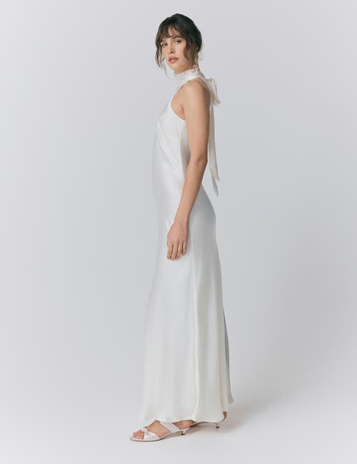 Ghost London Amaia Halter Neck Satin Maxi Dress In White