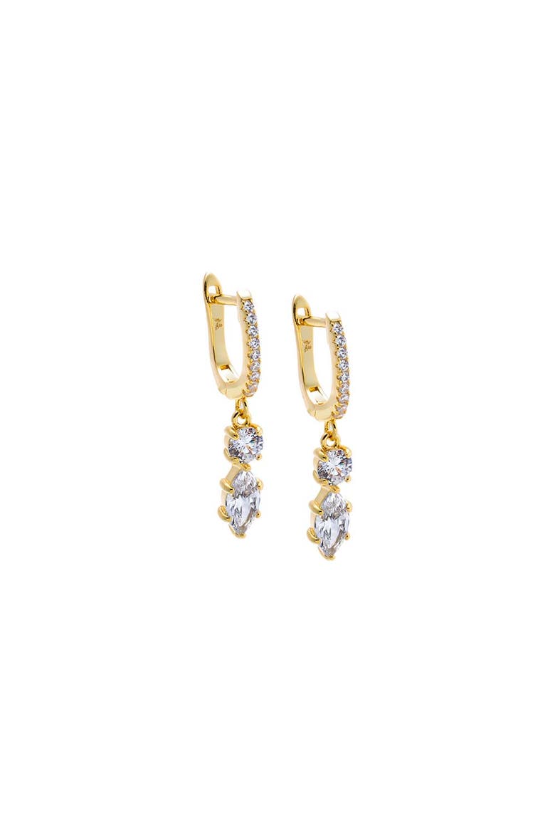 CZ Dangling Cluster Dangle Huggie Earring, Main, color, Gold