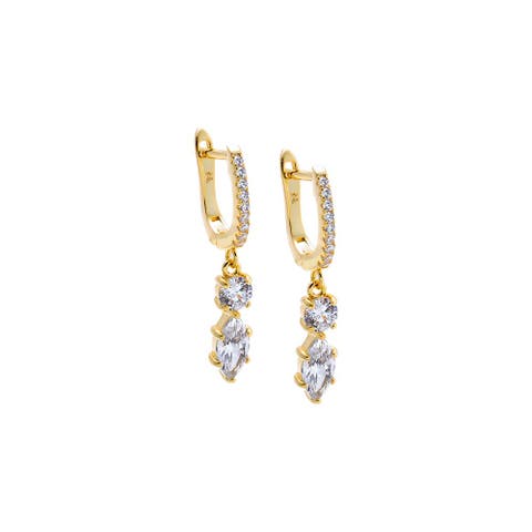 CZ Dangling Cluster Dangle Huggie Earring
