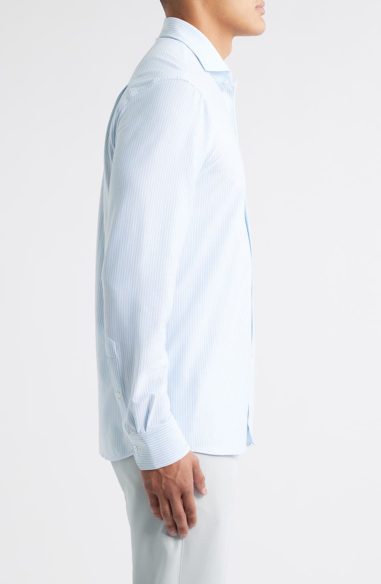 Peter Millar Crown Crafted Excursionist Flex Stripe Button-Up Shirt, Alternate, color, Blue Frost