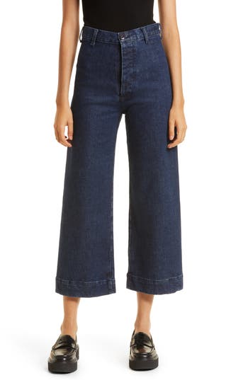 The Great The Sefair Crop Wide Leg Jeans In Blue