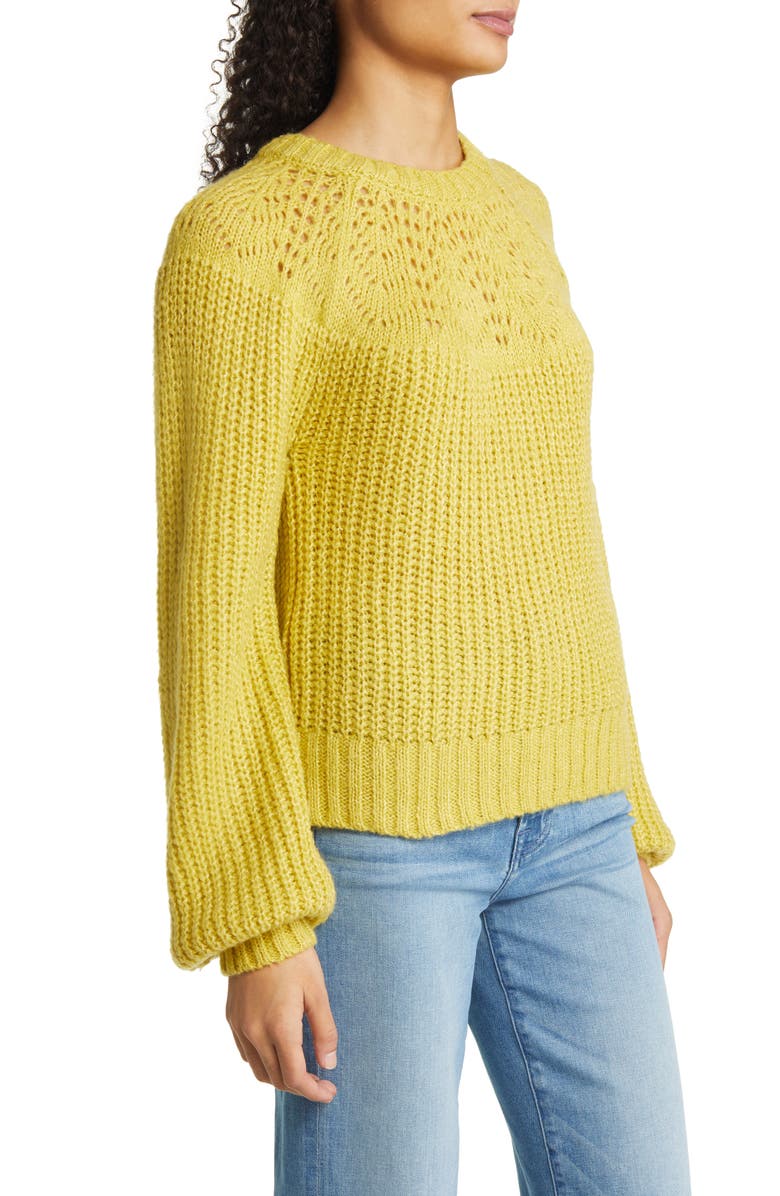 Bobeau Balloon Sleeve Sweater, Alternate, color, Lime Green