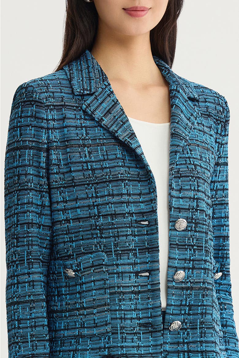 Lapel Collar Tweed Knit Jacket, Alternate, color, Deep Teal