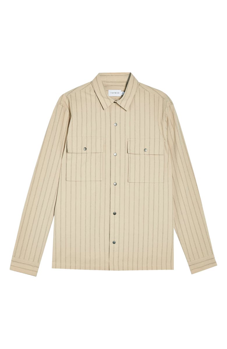 Topman Pinstripe Overshirt, Alternate, color, 