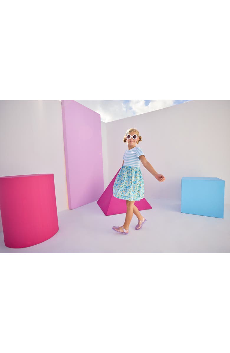 BISBY Kids' Floral Stripe Rosie Dress, Alternate, color, Frangipani Blue