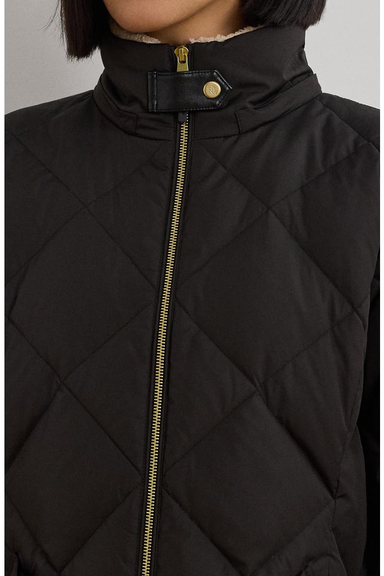 Diamond Quilted Hooded Coat, Alternate, color, BLACK