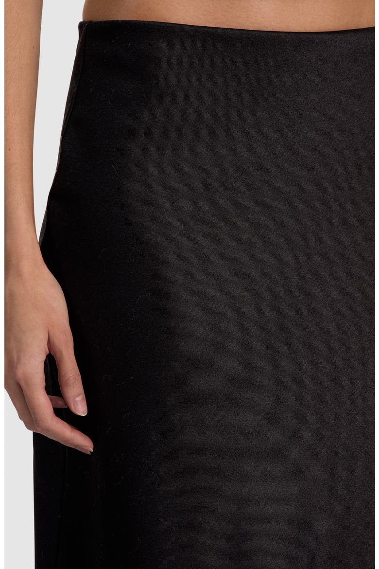 Maeve Back Slit Stretch Wool Midi Skirt, Alternate, color, BLACK