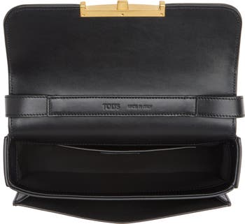 【TOD’S】T Timeless Shoulder Bag in Leather Small Woman BLACK T Timeless Shoulder Bag in Leather Mini