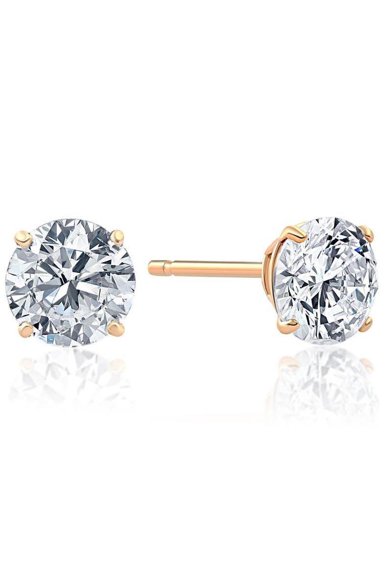 Bliss Diamond .85Ct Round Brilliant Cut Natural Diamond Stud Earrings in 14K Gold Basket Setting, Alternate, color,