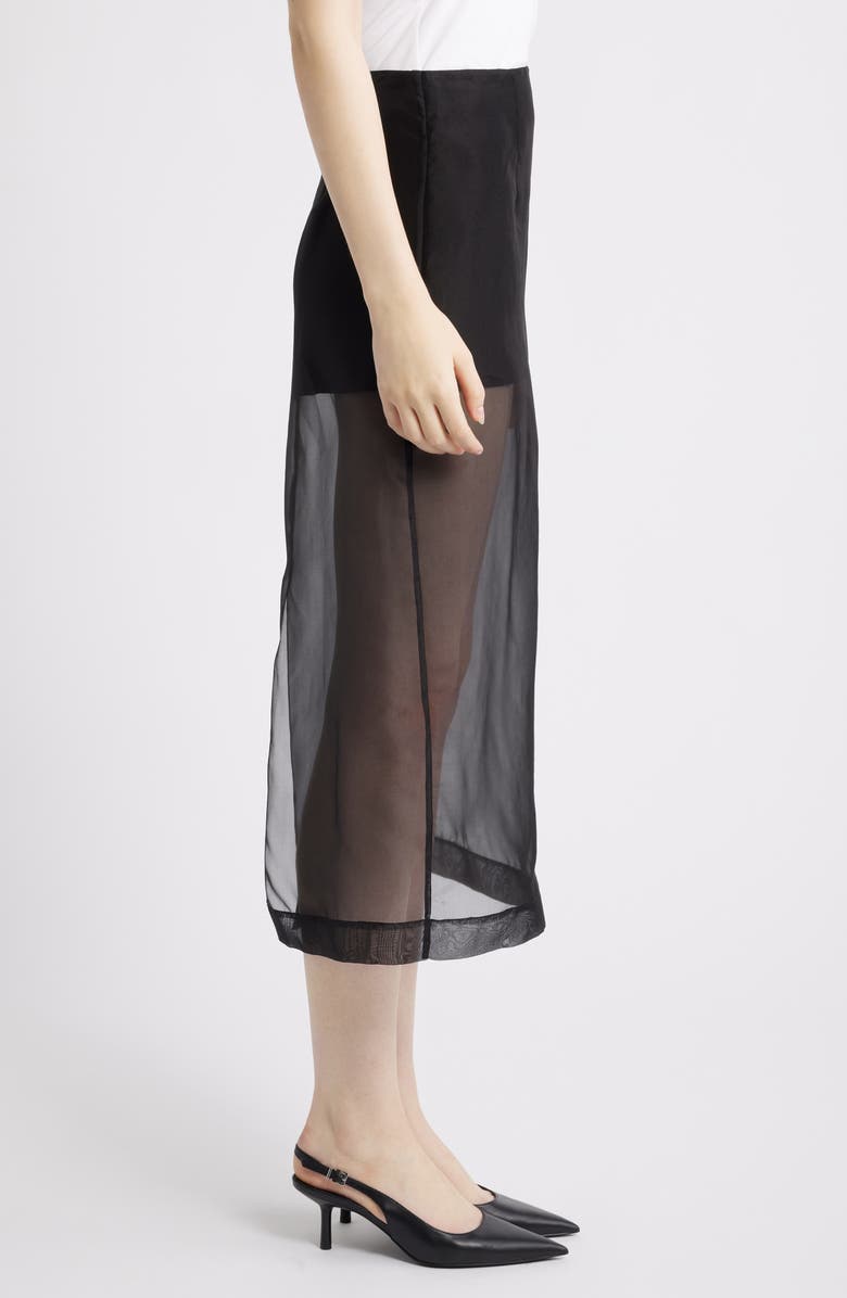 FRAME Silk Organza Pencil Skirt, Alternate, color, Black