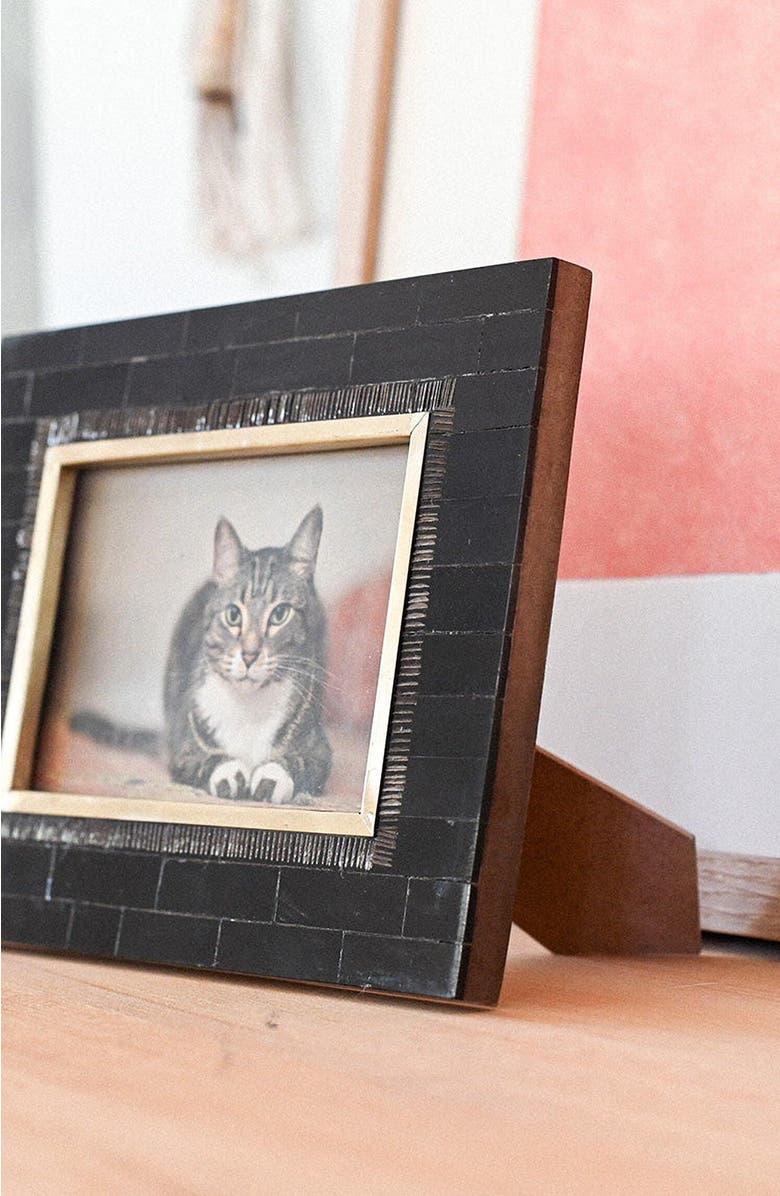 Matr Boomie Andhera Black Picture Frame - Carved Horn, Brass Inlay, Alternate, color, Black