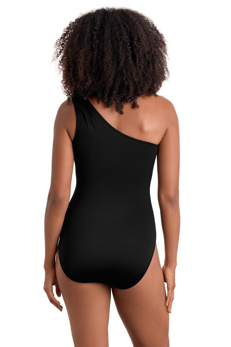 One-Shoulder One-Piece Swimsuit, Alternate, color, Leaf Sensation