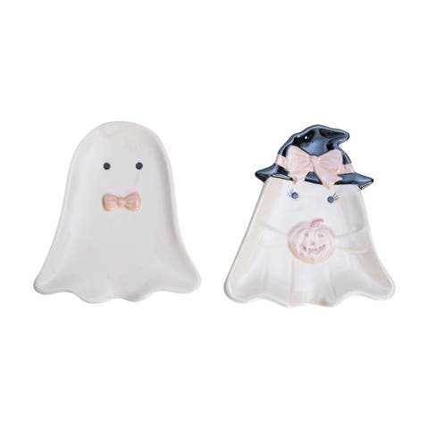 Dolomite Pearlized Bow Tie Ghost Spoon Rest Halloween Dishware