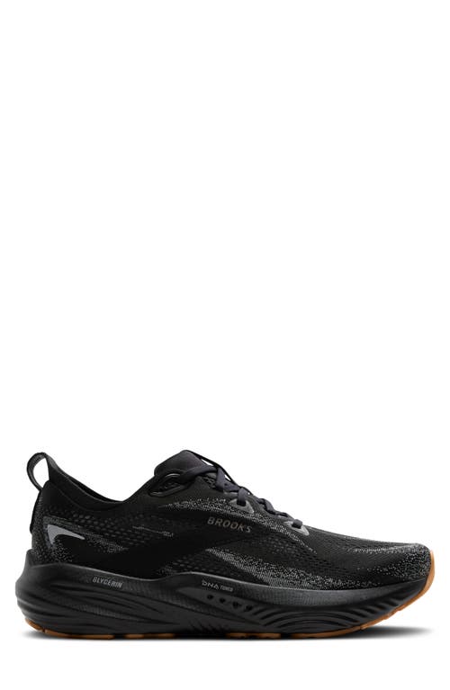 Brooks Glycerin 22 Running Shoe In Black/primer Gray/biscuit